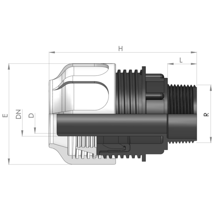 Ρακόρ Σπιράλ BDFast® Αρσ. 3/4"x20 PP (PN10) BUCCHI