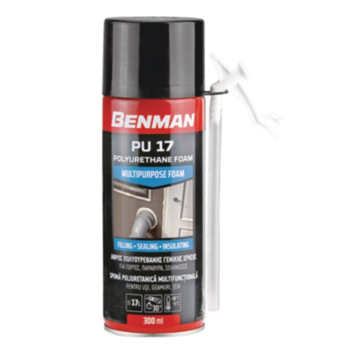 Αφρός Πολυουρεθάνης Υψηλής Διόγκωσης PU 17 300ml BENMAN 