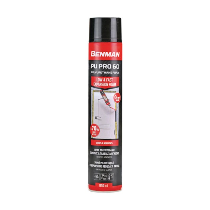 Αφρός Πολυουρεθάνης Χαμήλης  & Ταχείας Διόγκωσης PU PRO 60 850ml BENMAN