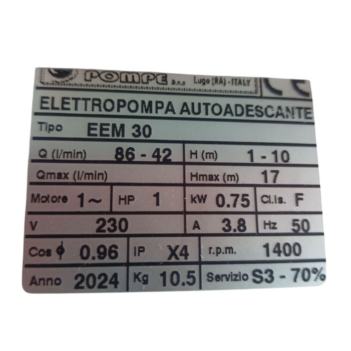 Αντλία Μεταγγίσεων EEM 30 1hp/1400rpm TELLARINI