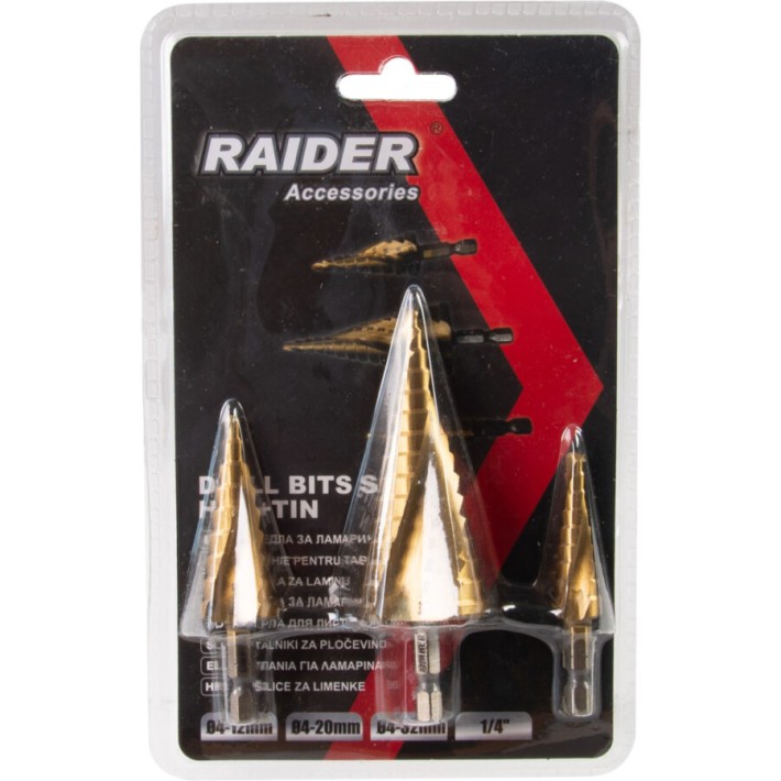 Τρυπάνι Κλιμακωτό Σετ 3τμχ HSS RAIDER 