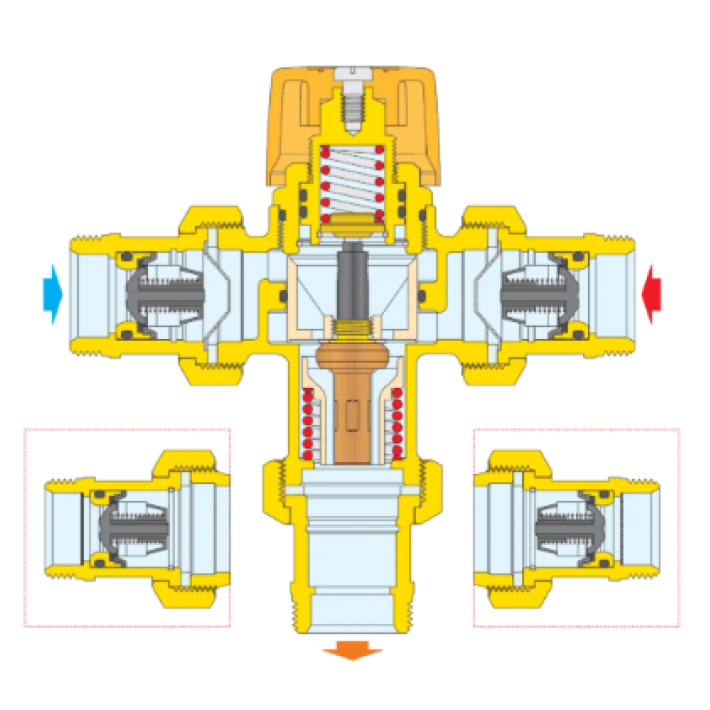 Θερμοστατική Βαλβίδα Ανάμιξης Caleffi Solar 1/2" 35-55 °C