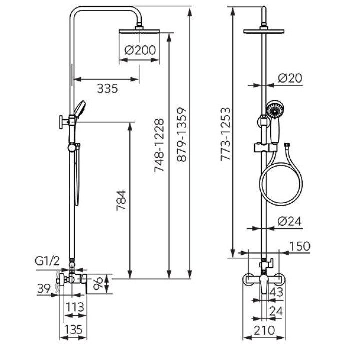 Στήλη Ντούζ Με Μπαταρία NP84-BTR7U Ritto FERRO 