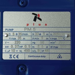 Αντλία Επιφάνειας PLUS PM 5 0.5HP