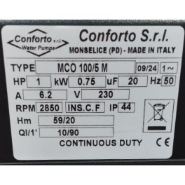 Αντλία Επιφάνειας Πολυβάθμια MCO 100/5 M 1hp CONFORTO