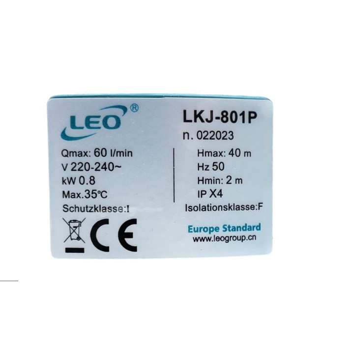 Αντλία Επιφάνειας Αυτόματης Αναρρόφησης Πλαστική LKJ-801P 1HP LEPONO