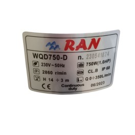 Αντλία Υποβρύχια Λυμάτων RAN WQD570-D 1HP