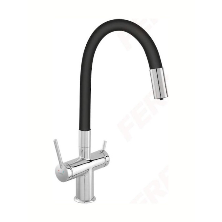 Μπαταρία Κουζίνας Πάγκου FILTRATA Μαύρη FERRO 