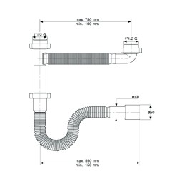 Σιφώνι  Νεροχύτη Σπιράλ  Διπλό Πλαστικό Φ40-50