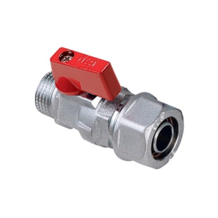 Διακόπτης Mini Σφαιρικός με Ρακόρ Φ16x2x1/2'' Κόκκινος BRASS FORM