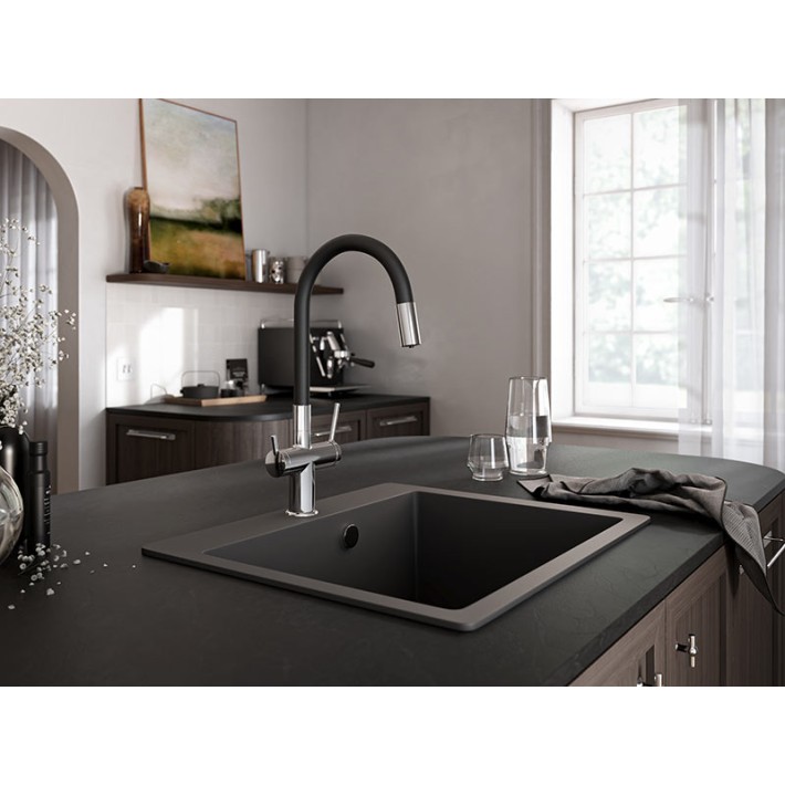 Μπαταρία Κουζίνας Πάγκου FILTRATA Μαύρη FERRO 