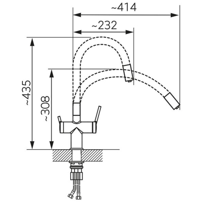 Μπαταρία Κουζίνας Πάγκου FILTRATA Μαύρη FERRO 
