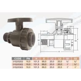 Βάνα Σφαιρική Αρσ-Θηλ 3/4''PN10