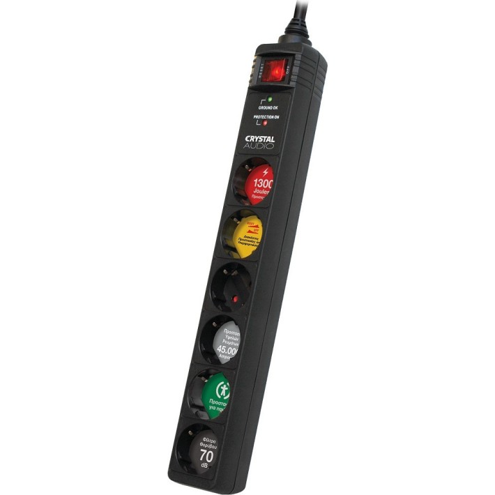 Πολύπριζο Προστασίας 6 Θέσεων 1.5m CP6-1300-70 CRYSTAL AUDIO