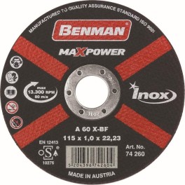 Δίσκος Κοπής Inox Maxpower 115×1.0×22,23mm BENMAN