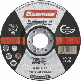 Δίσκος Λείανσης Σιδήρου με Κούρμπα 115x6,5x22.23mm Professional BENMAN