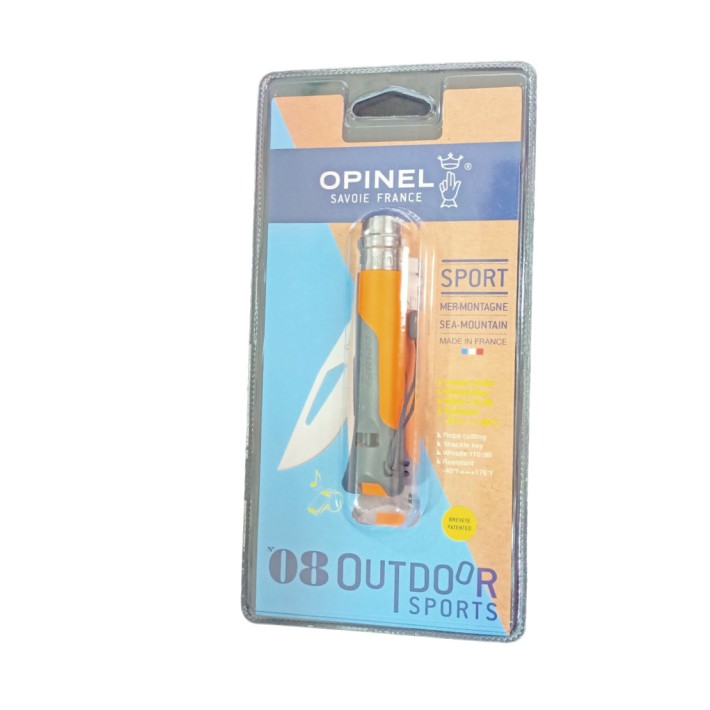 Σουγιάς Opinel No.8 Outdoor Sports από Ανοξείδωτο Ατσάλι (inox) Πορτοκαλί